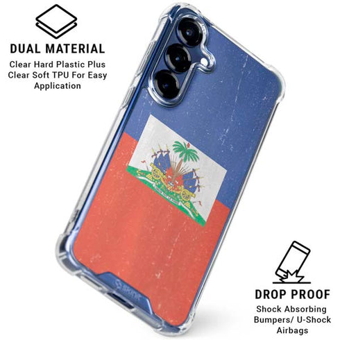 Haitian Flag Distressed Galaxy S25 Clear Case